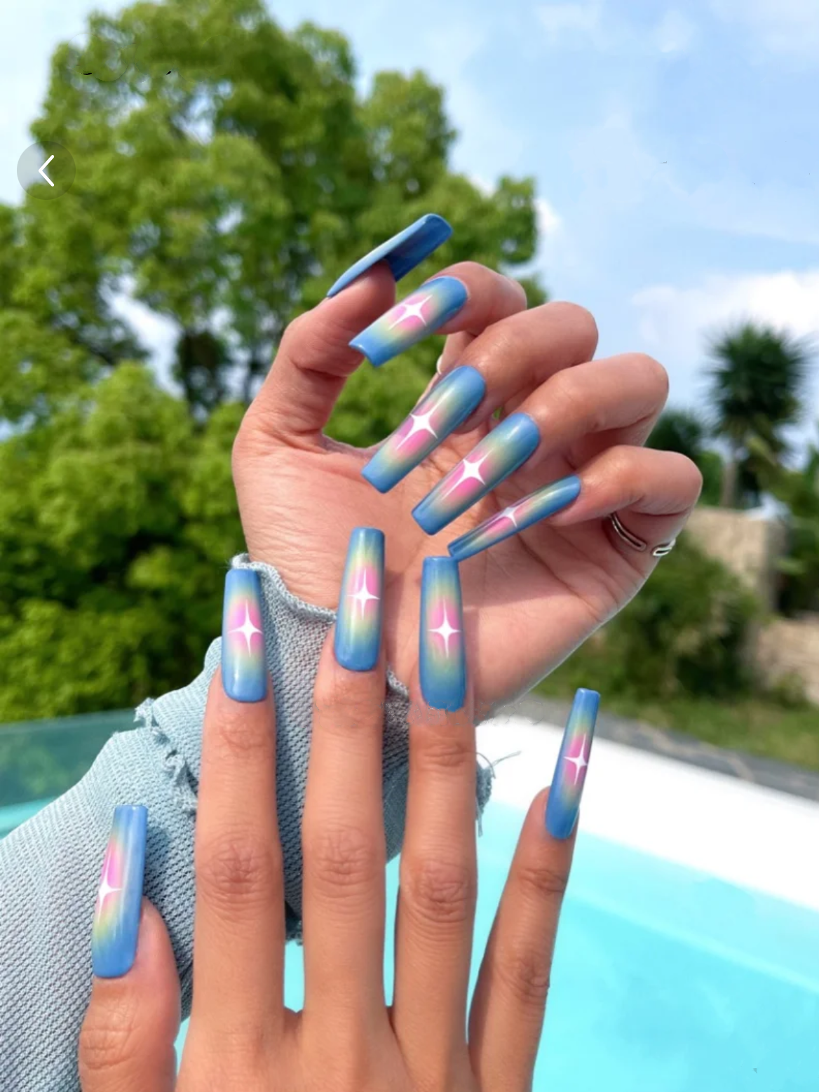 M0016-OCEAN HEART Press-on Nails