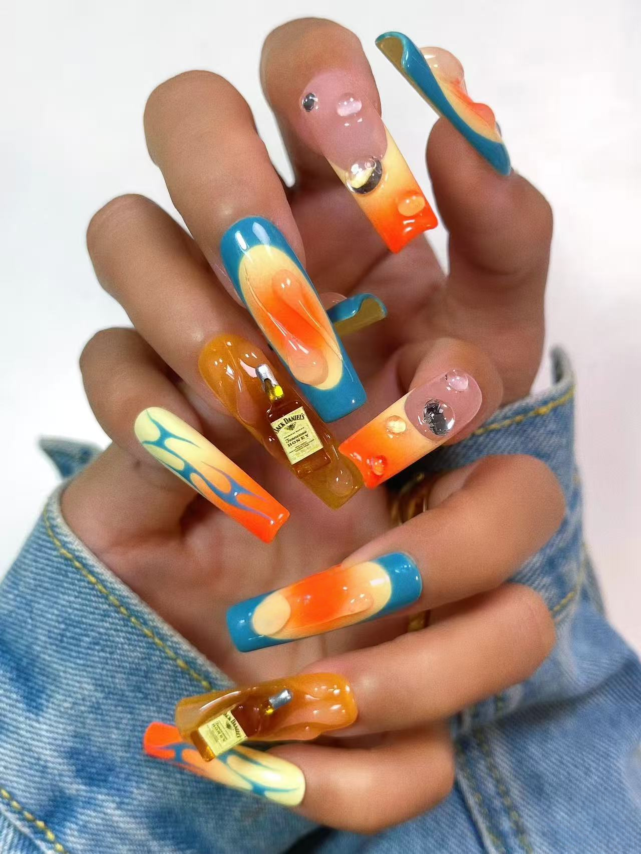 M0001-TEQUILA SUNRISE Press-on Nails