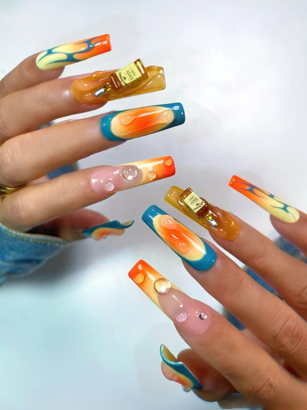 M0001-TEQUILA SUNRISE Press-on Nails