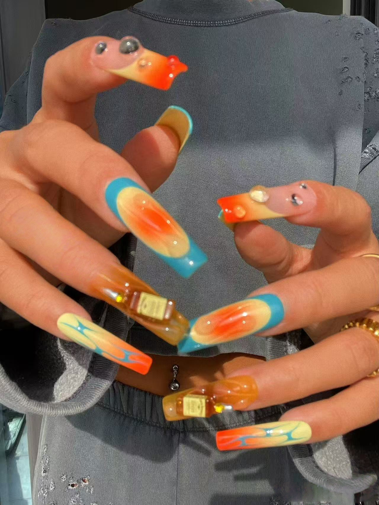 M0001-TEQUILA SUNRISE Press-on Nails
