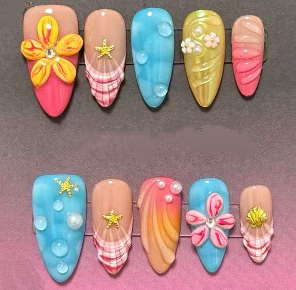 M0024-Ocean Forest (Rainbow) Press on Nails