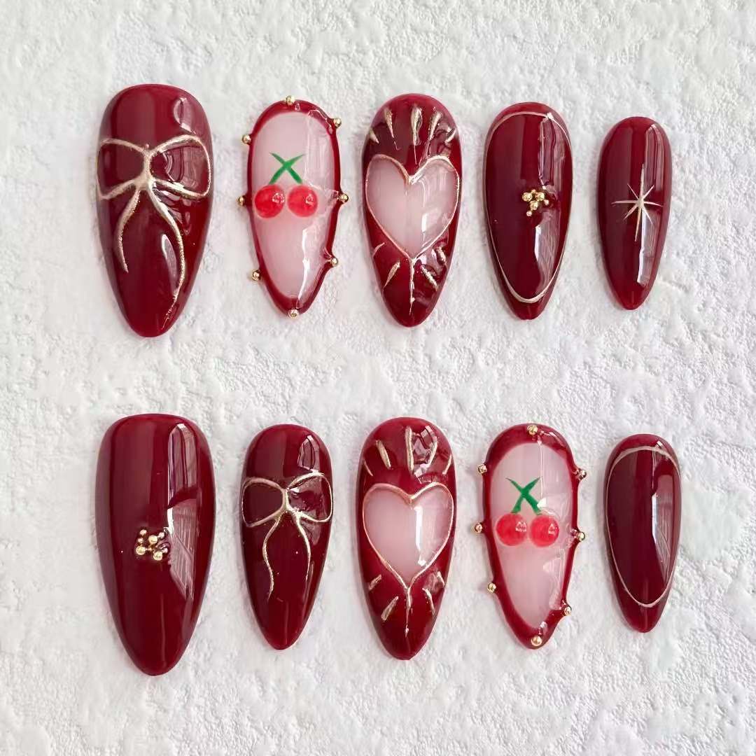 M0028-Cherry Red on Nails