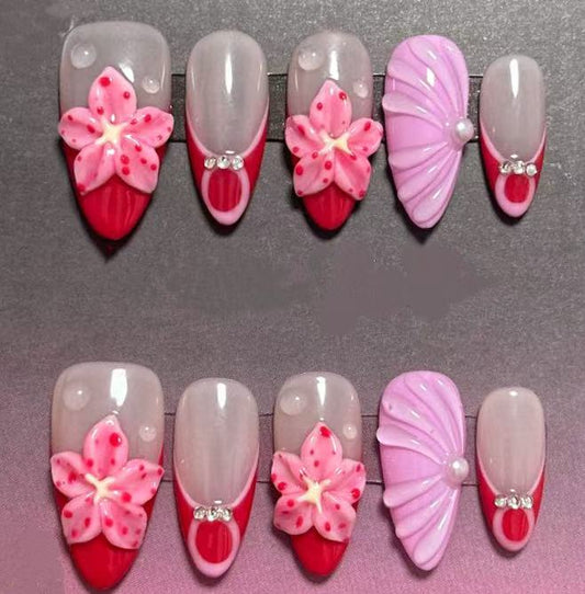 M0023-FIRST PEACH BLOSSOM Press on Nails
