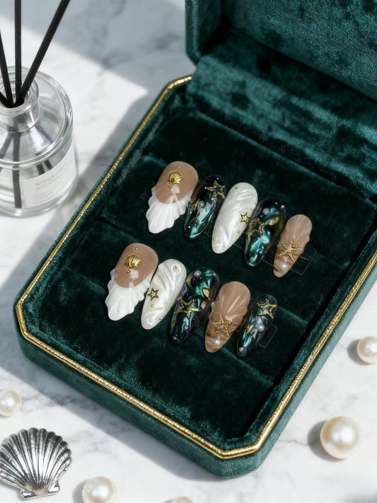 S.N.B | Fall 2025 Trend 10PCS Press On Nails Reusable, Halloween & Spooky Season Design, Short Almond Fake Nails with Gel 3D Glazed Donut Effect, Easy Apply Nail Phoria for TikTok Made Me Buy It