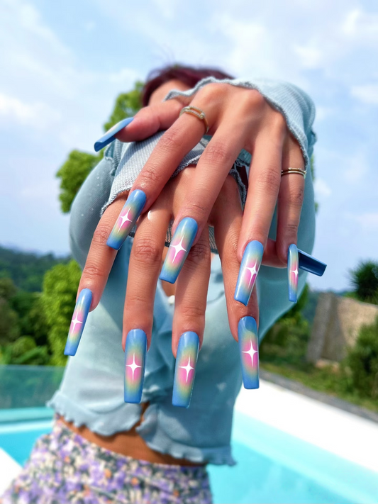 M0016-OCEAN  HEART  Press-on Nails
