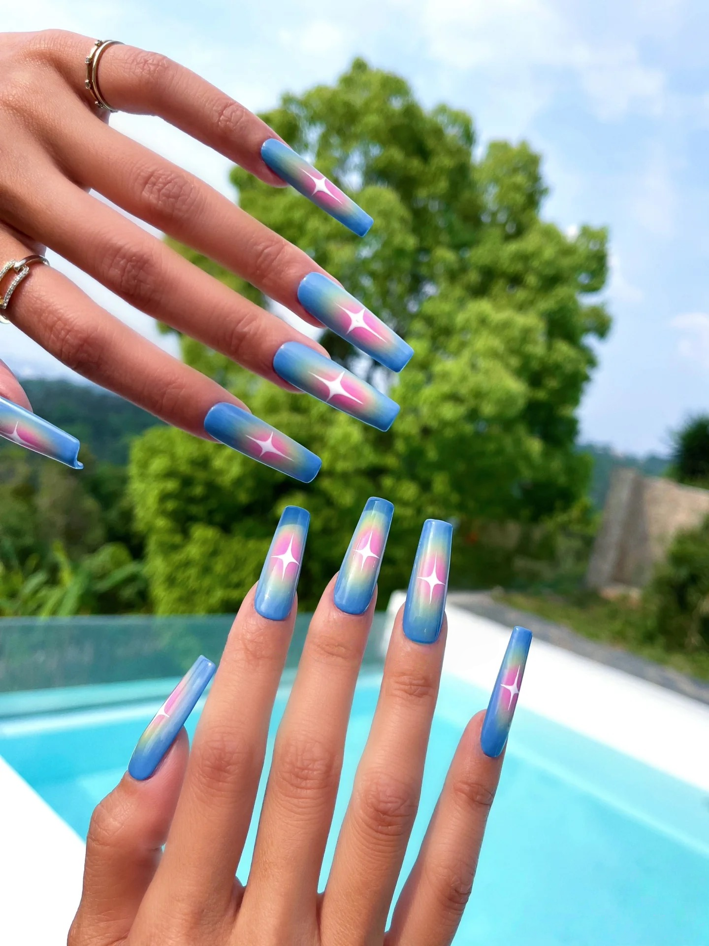 M0016-OCEAN  HEART  Press-on Nails